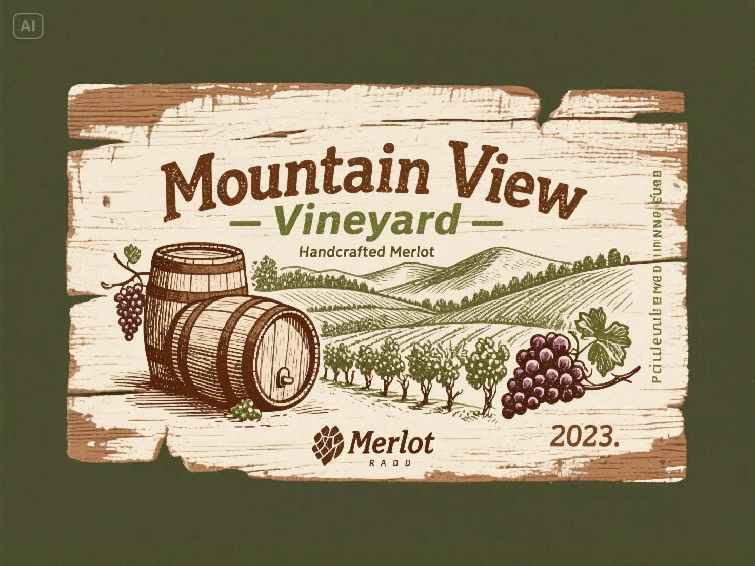 Craft winery rustic label