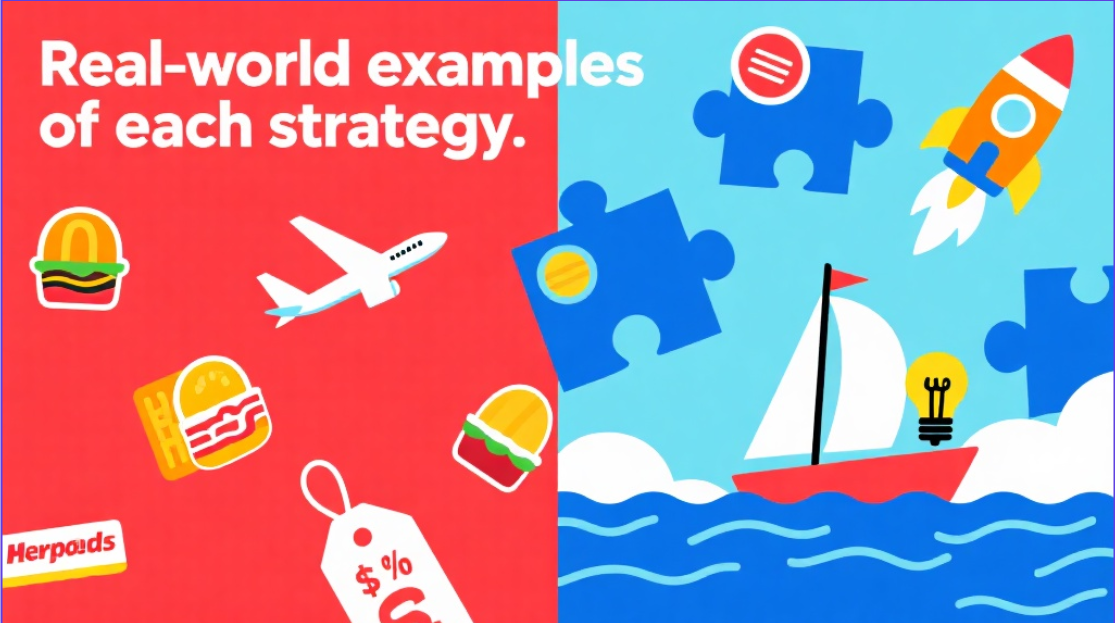 Exemplos de estratégia de oceano vermelho e azul