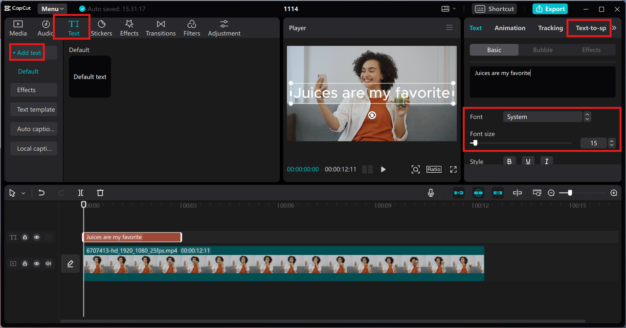 Add text and use TTS option