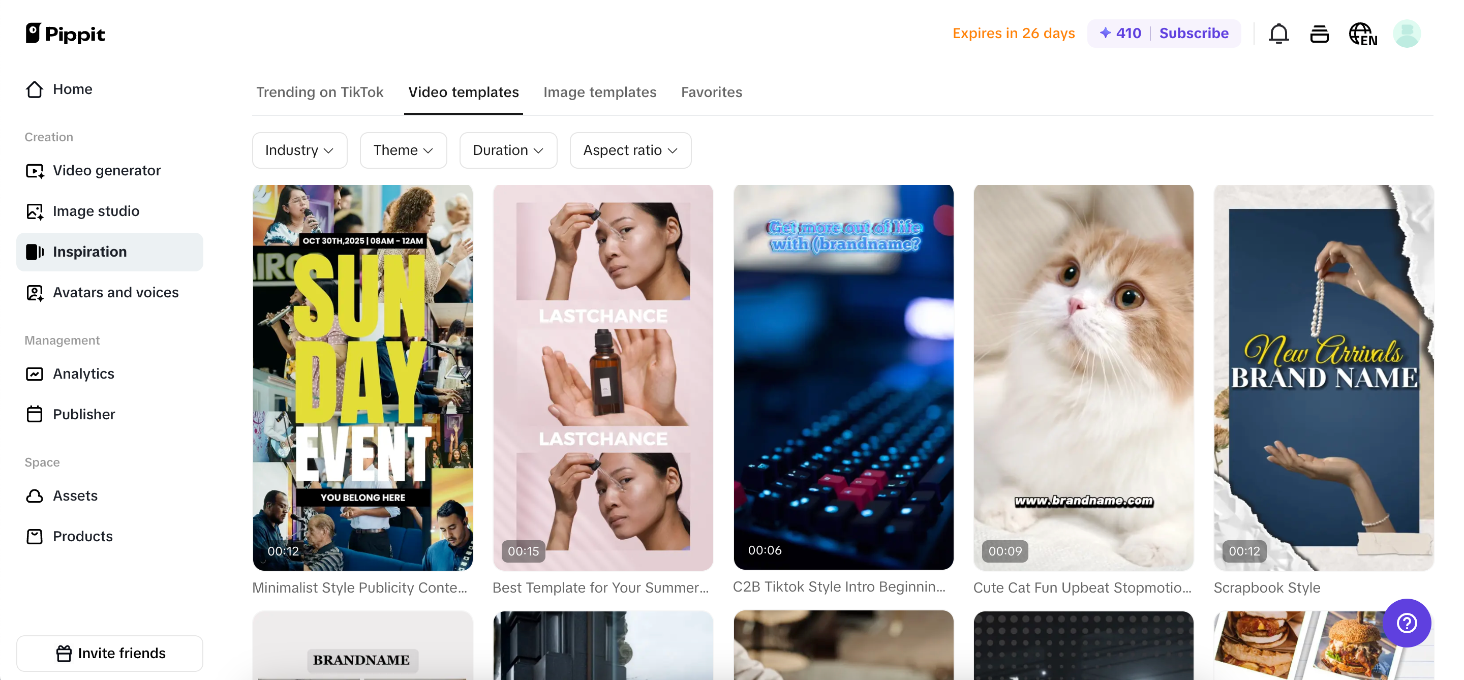 Multiple templates for shorts