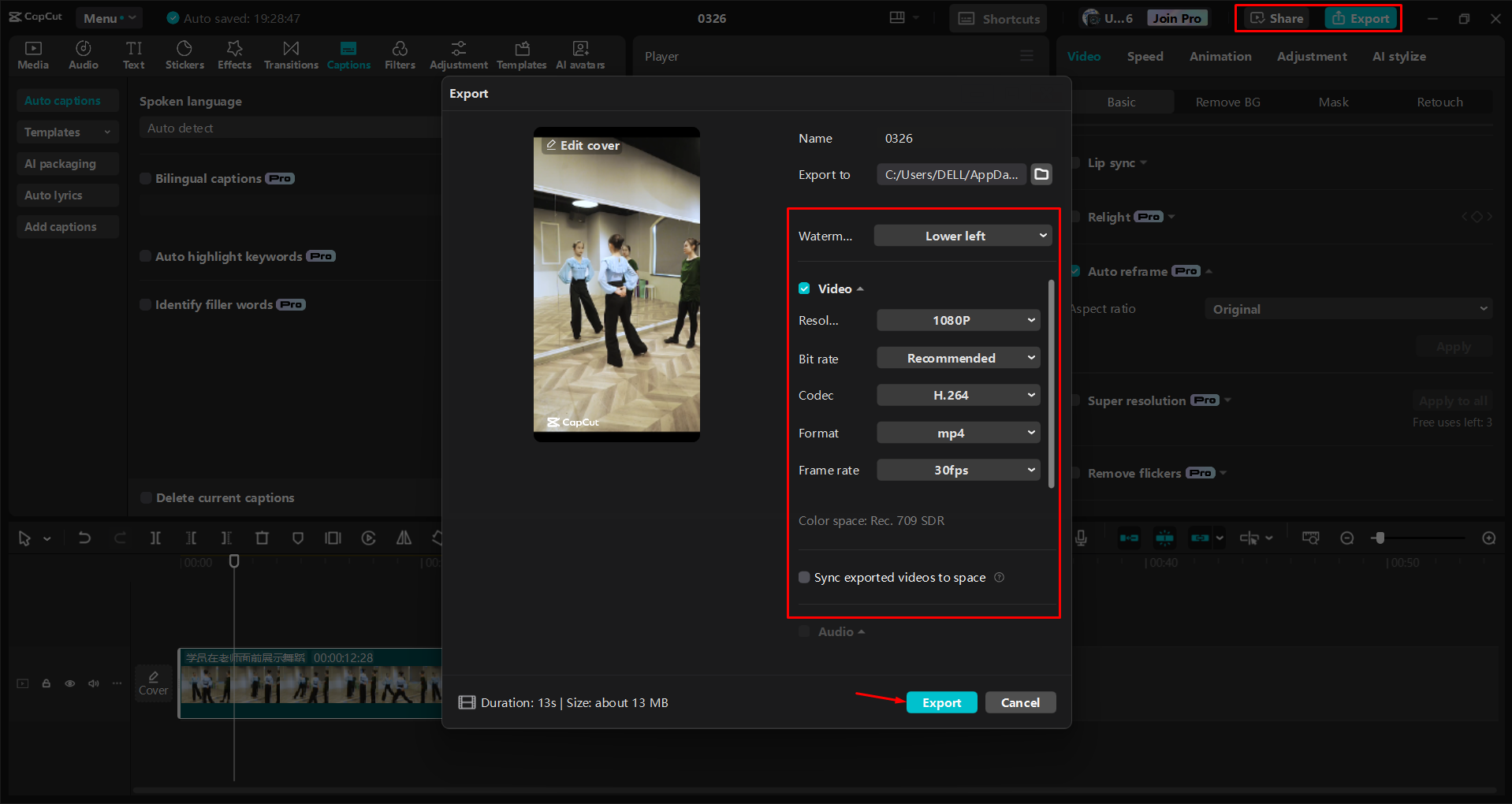 Editing an Instagram Reel with the CapCut desktop video editor