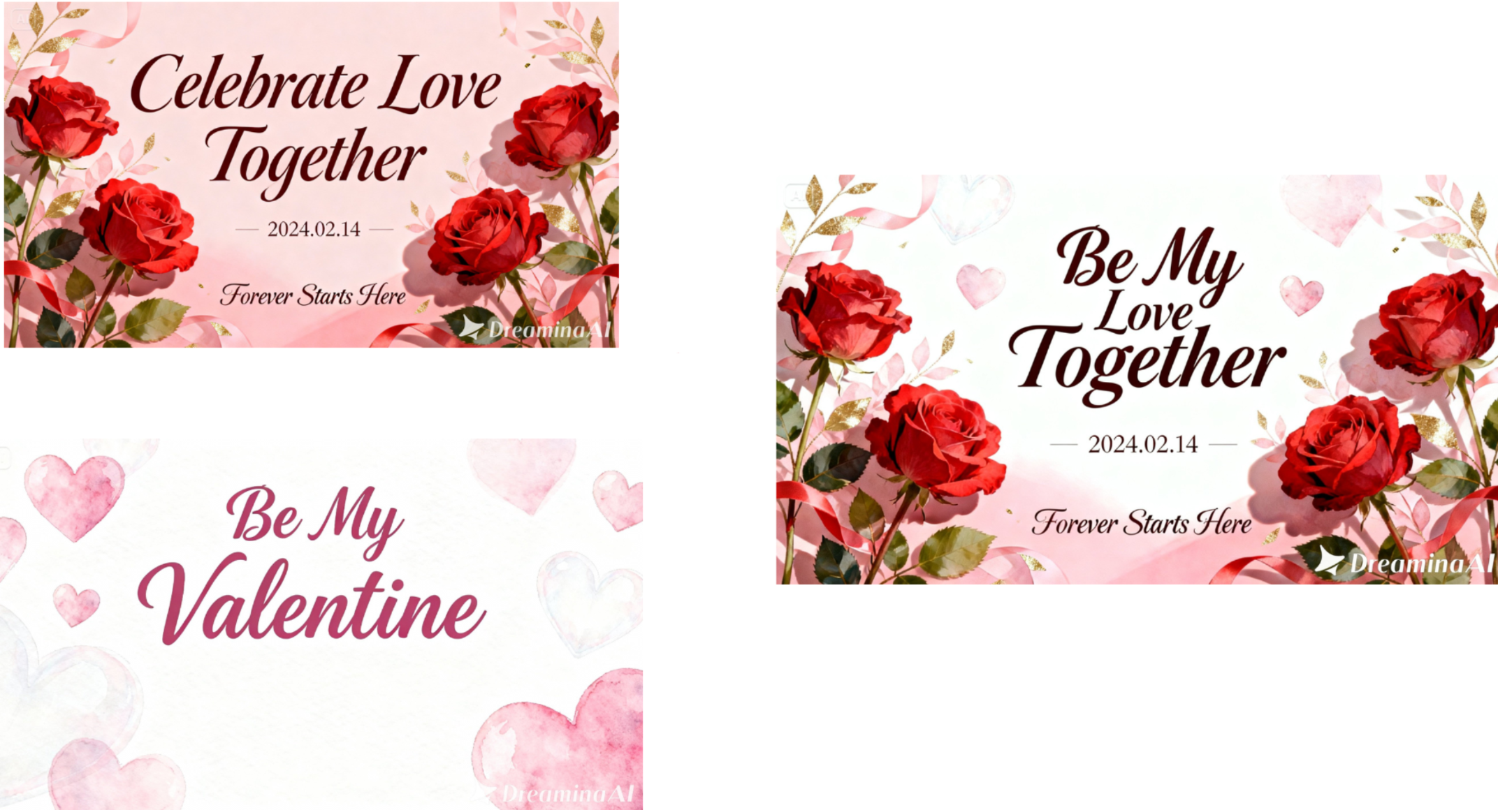 Funcția de fuziune de imagini multiple pentru a combina și crea un singur banner de Valentine's Day