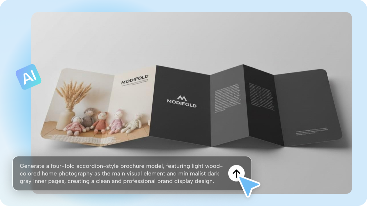 Generate brochure mockup scenes from text