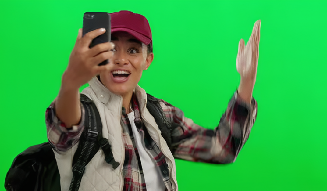 Green screen for social media content creation