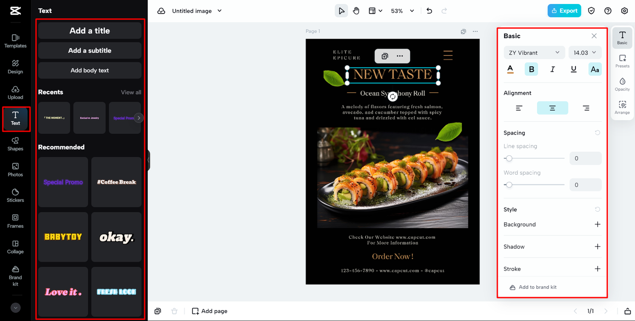 text styling