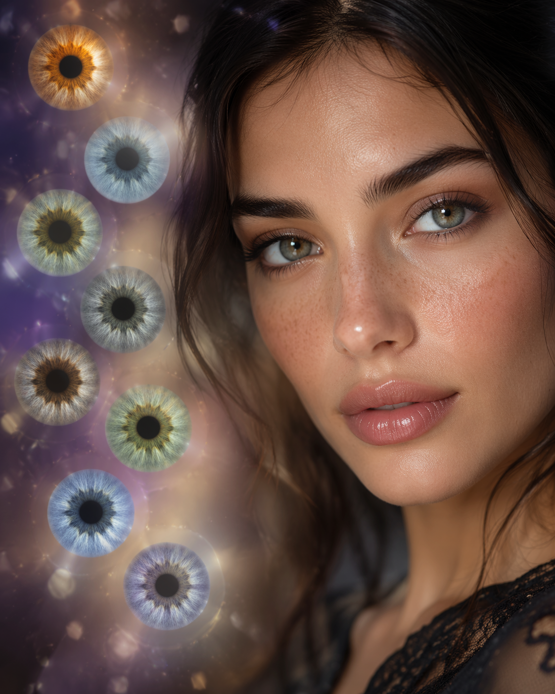 Dreamina virtual eye color try on prompt example 3: amber eye color try-on