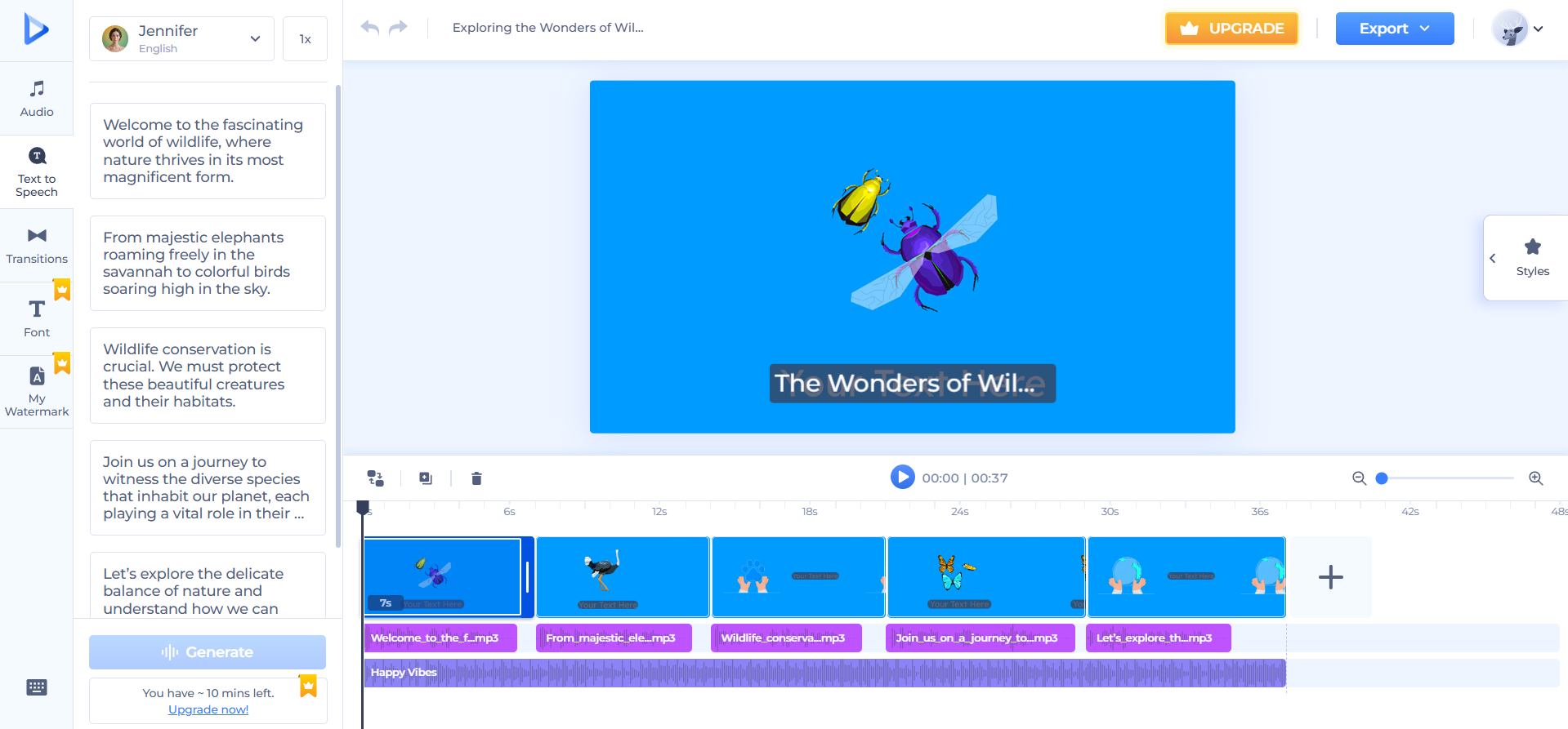 Preview, edit, and export your animation
