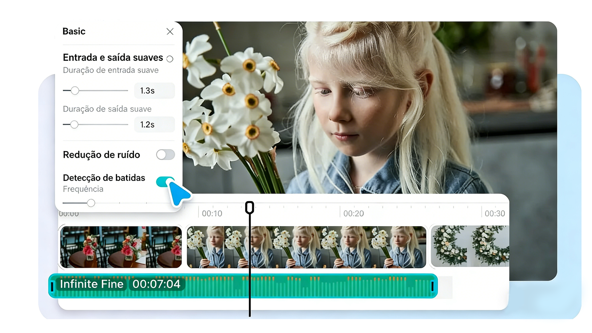 Controles de áudio com IA para ajustar e gerar música online