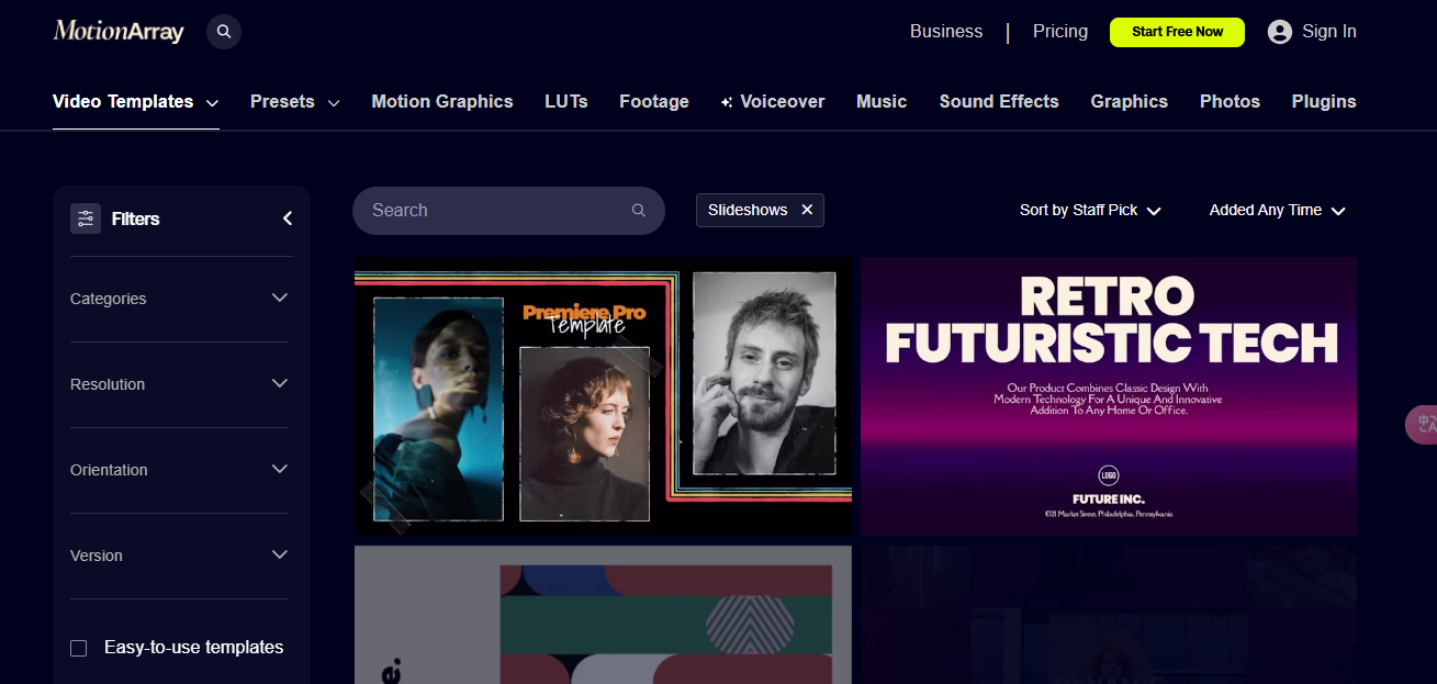 Motion Array slideshow templates