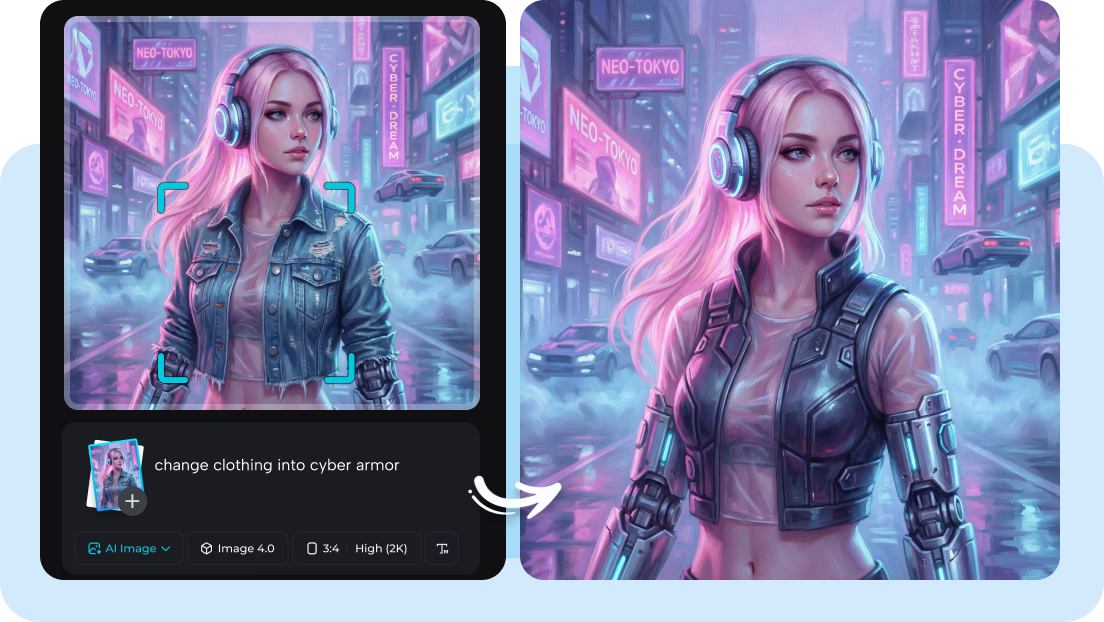 AIフィルターツールを使用してサイバーパンクの画像を編集する