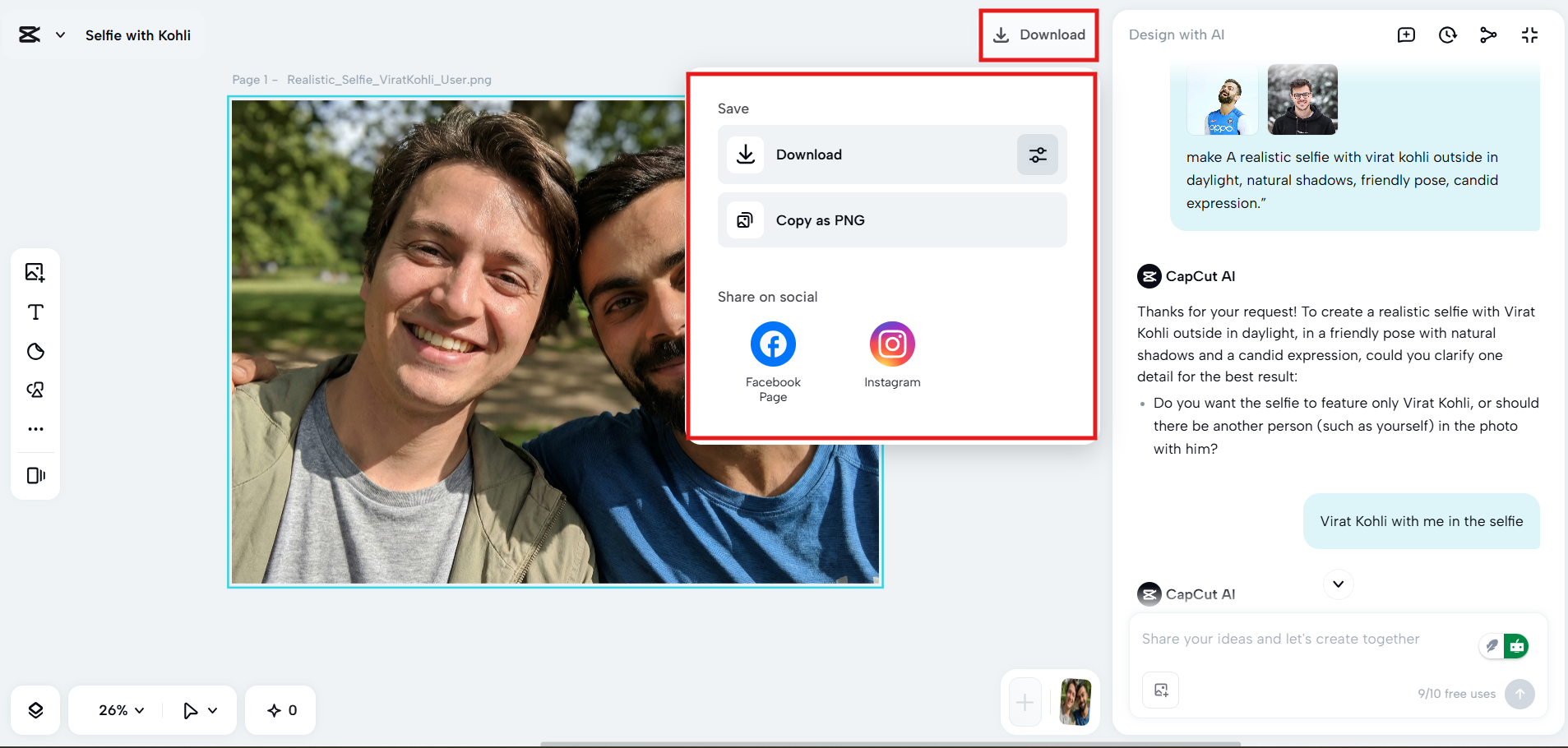 Saving a realistic AI-generated portrait instantly
