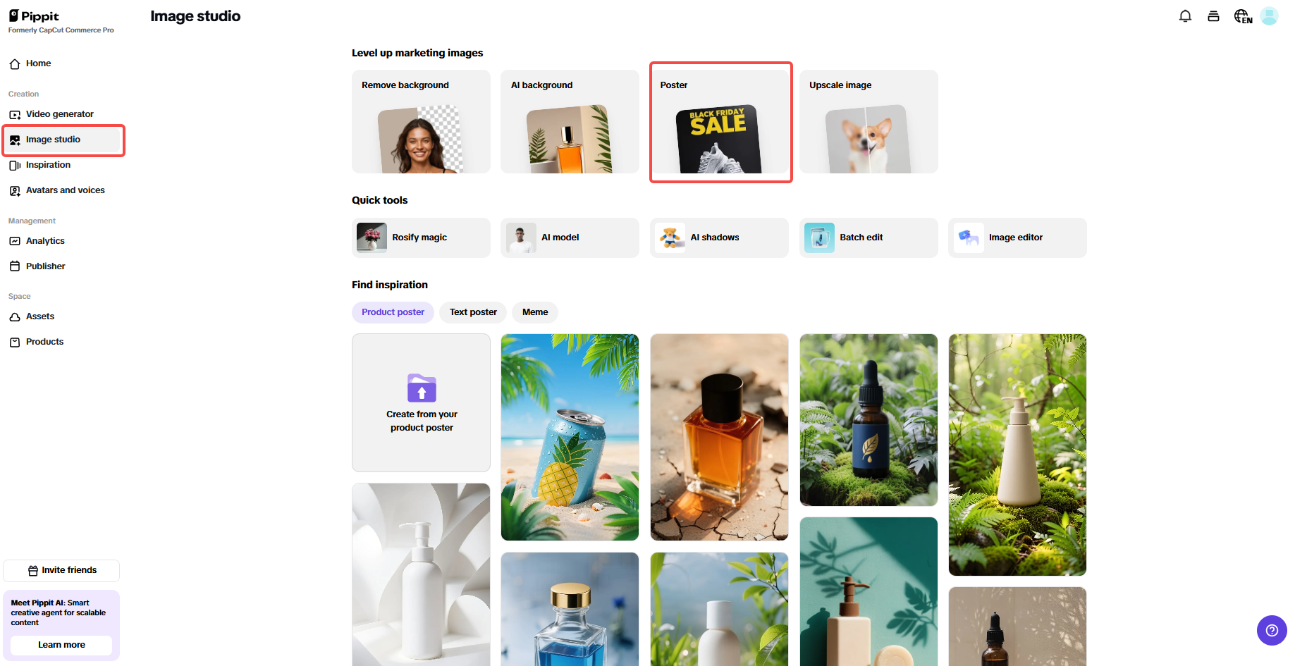 Choose poster from the image studio