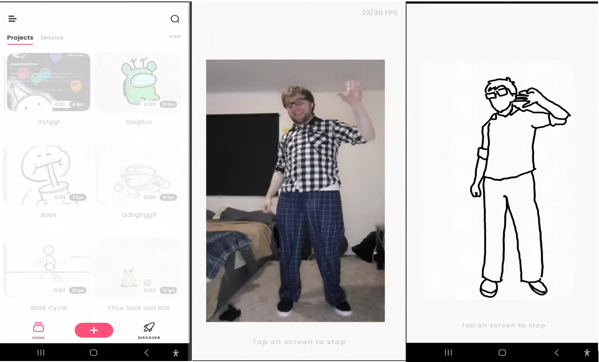Interface of FlipaClip - AI cartoon video maker on phone
