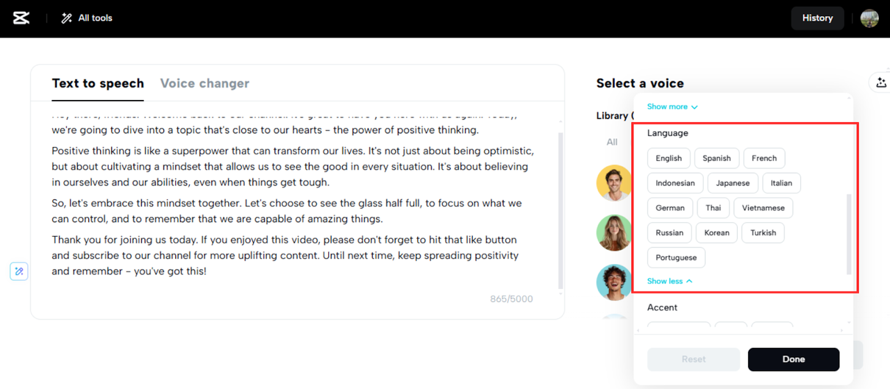 Diverse language options