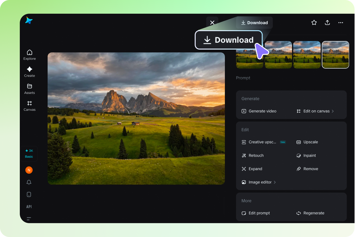  Preview and export the AI image color correction result
