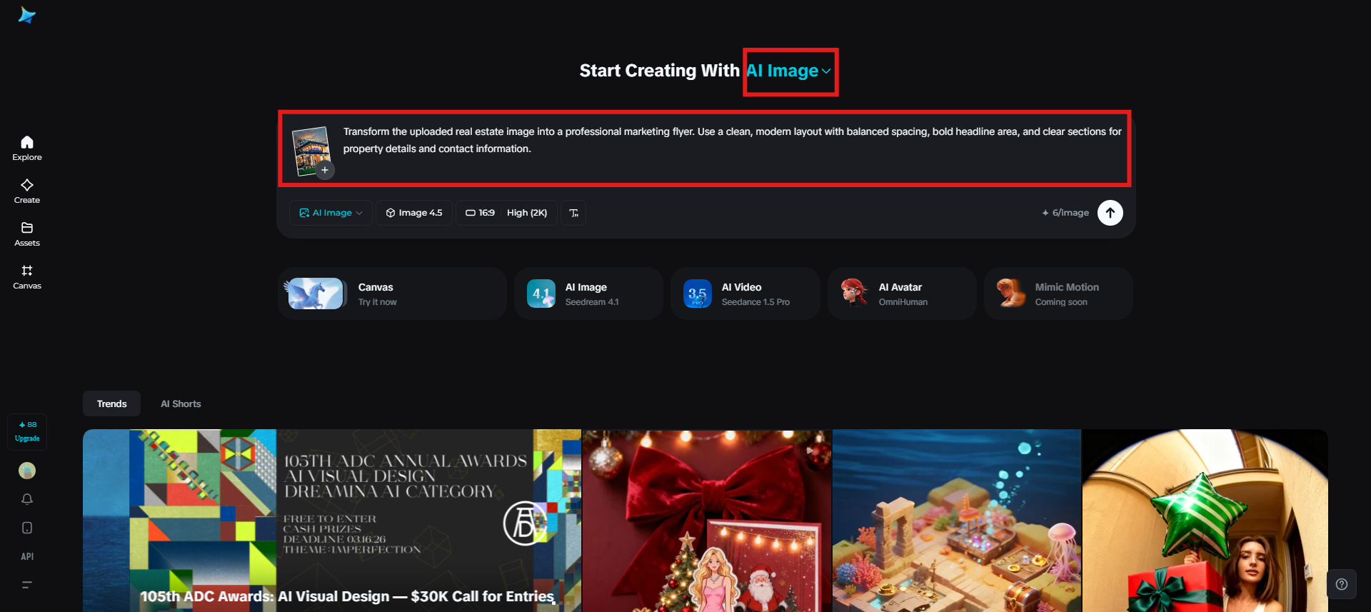 Upload an image and add a prompt