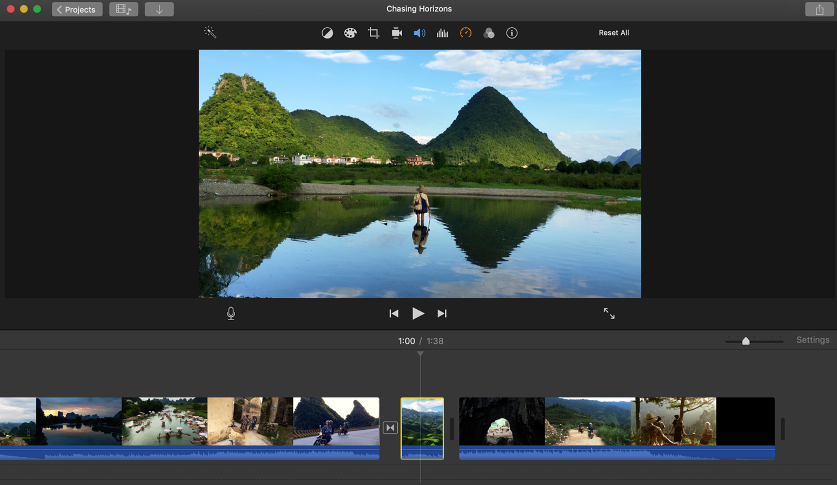 Interfaccia dell'editor video iMovie
