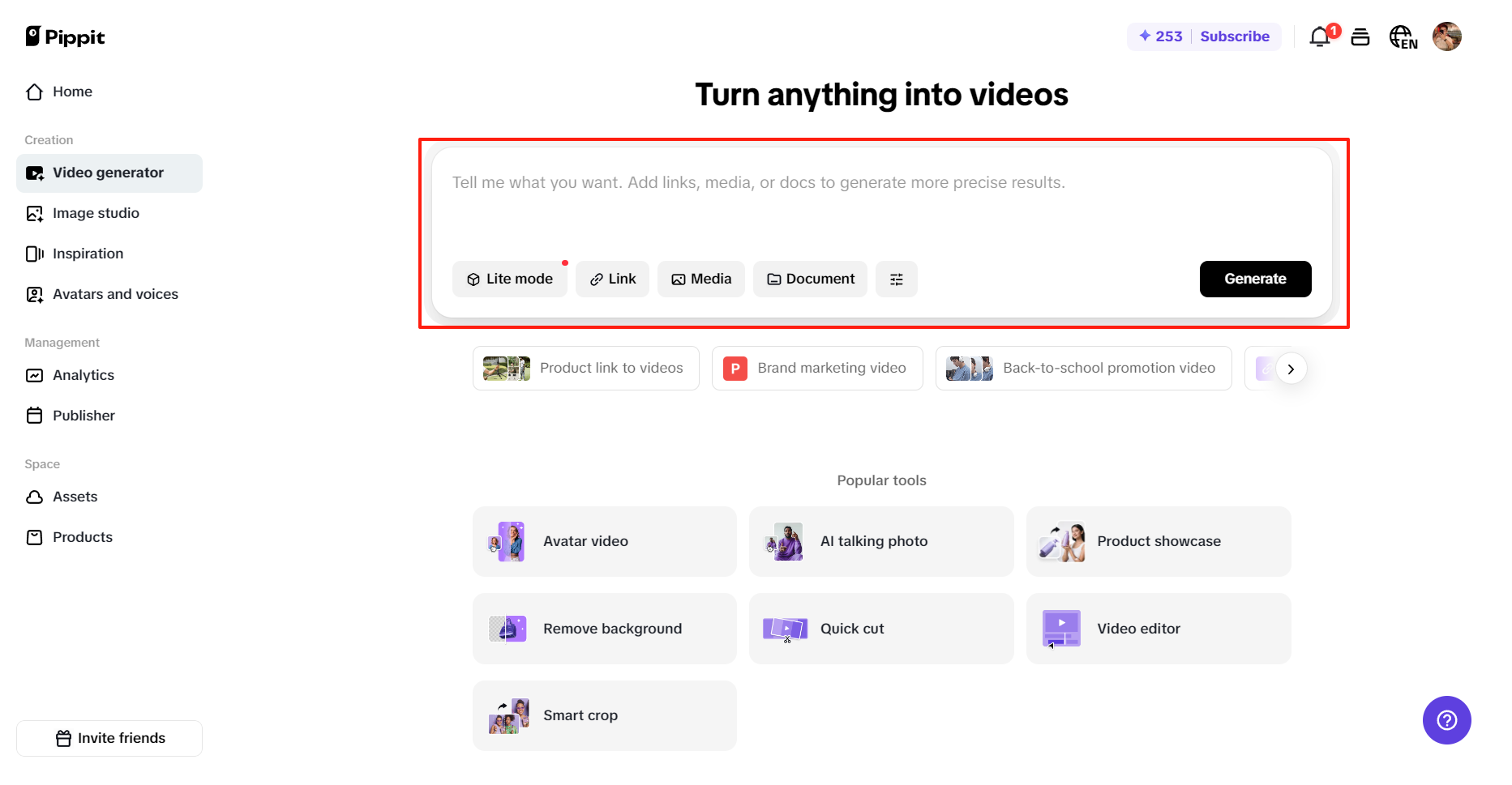 Quickly generate video highlights from any link