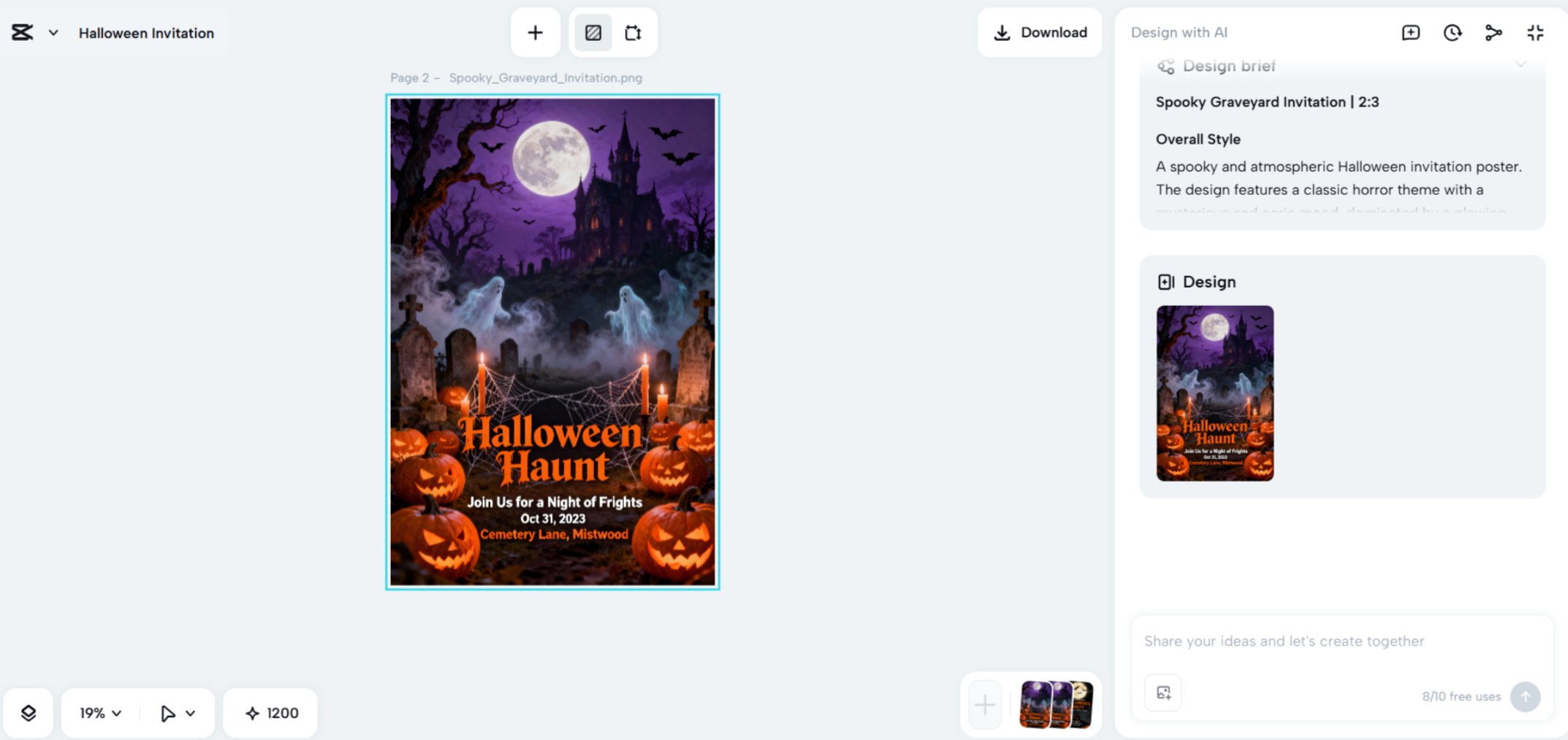 Interface of the CapCut desktop video editor - a user-friendly tool to customize Halloween invite templates