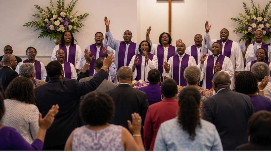 Church Founding Anniversary — choir and congregation during an anniversary service