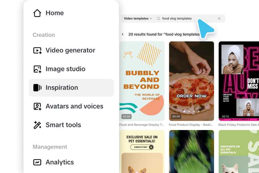 Käytä inspiraatiota ja valitse videomalli 