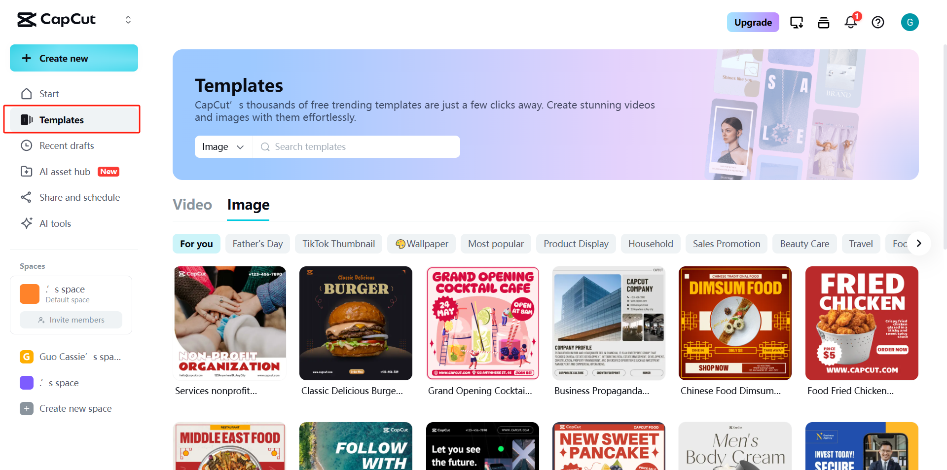 Select the templates option
