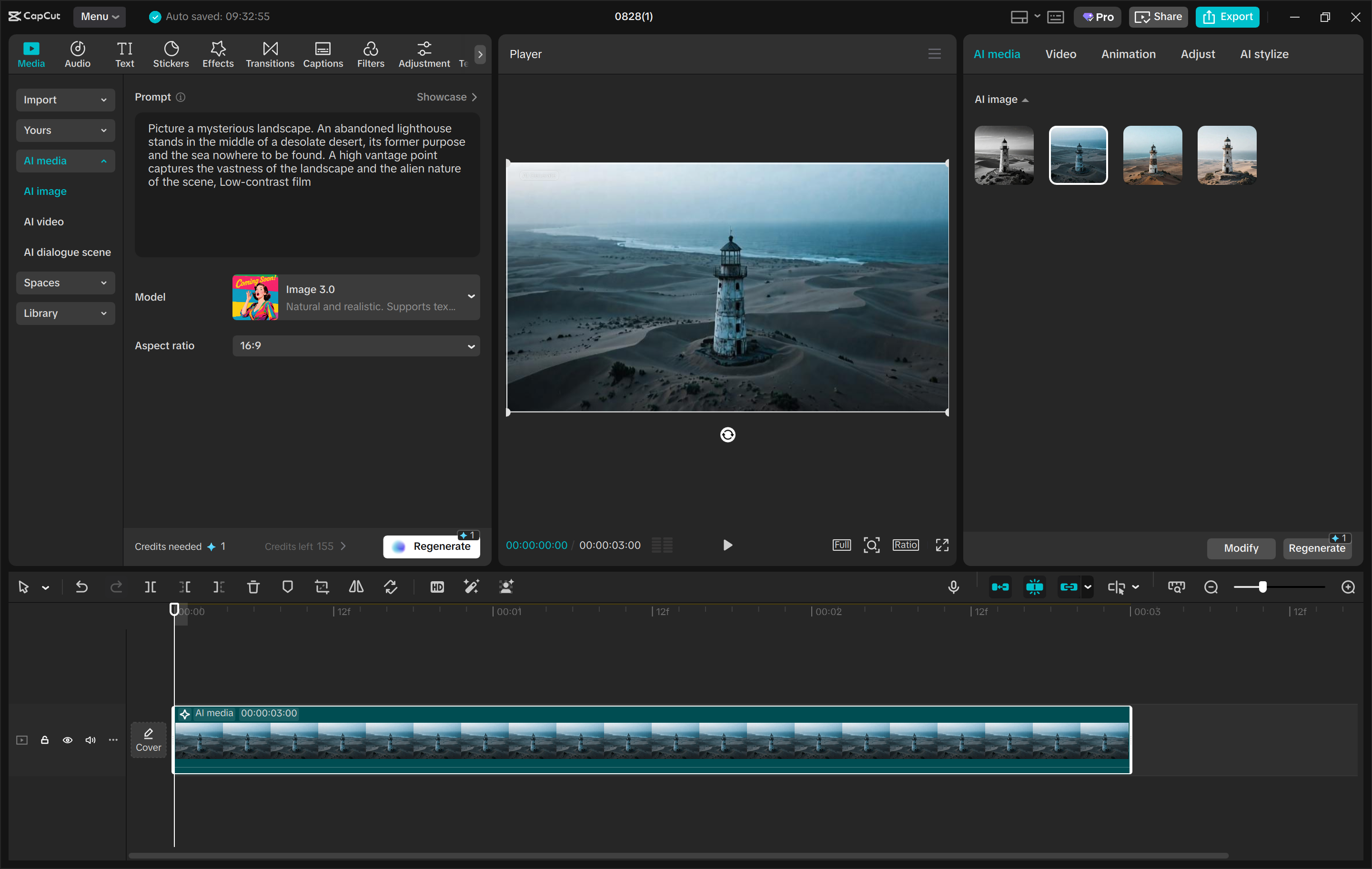Interface de l' CapCut éditeur vidéo de bureau - un éditeur de photos IA facile à utiliser avec des invites