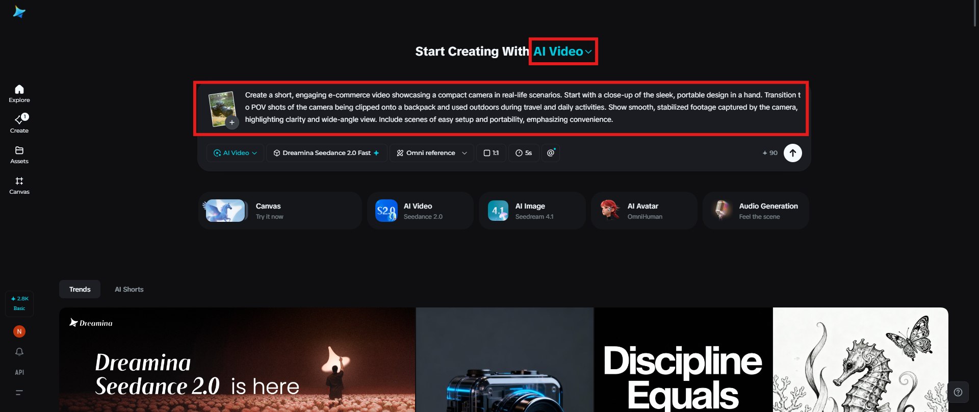 Upload a reference image and enter a prompt