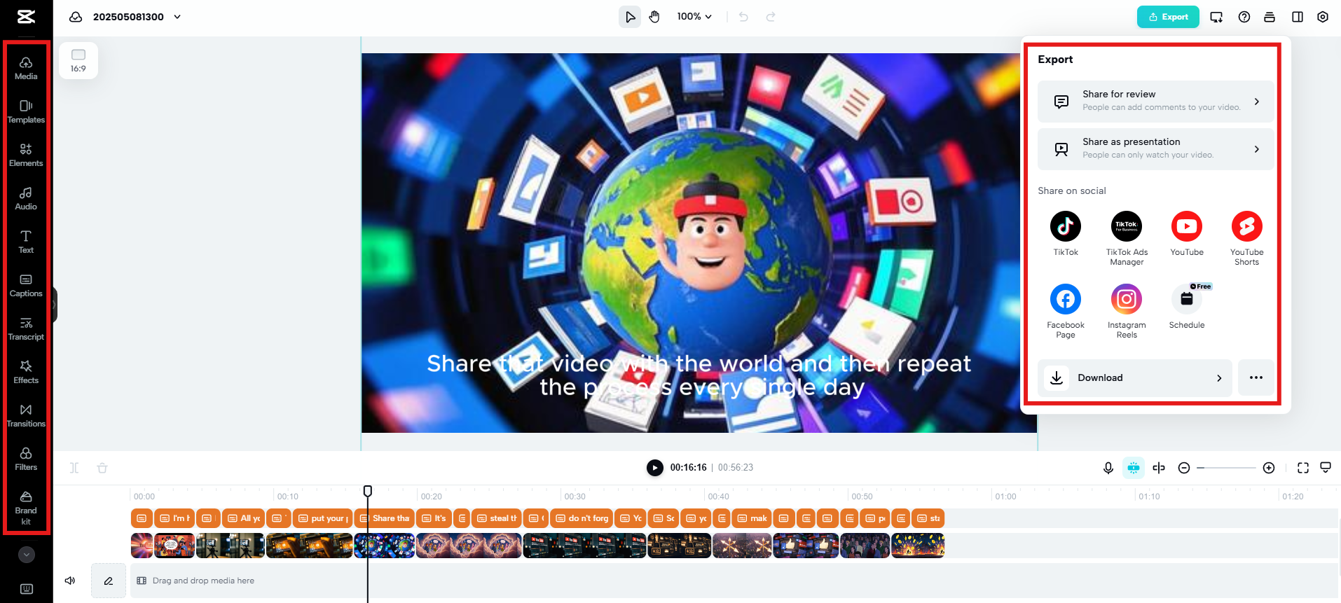 Edit more and export the video