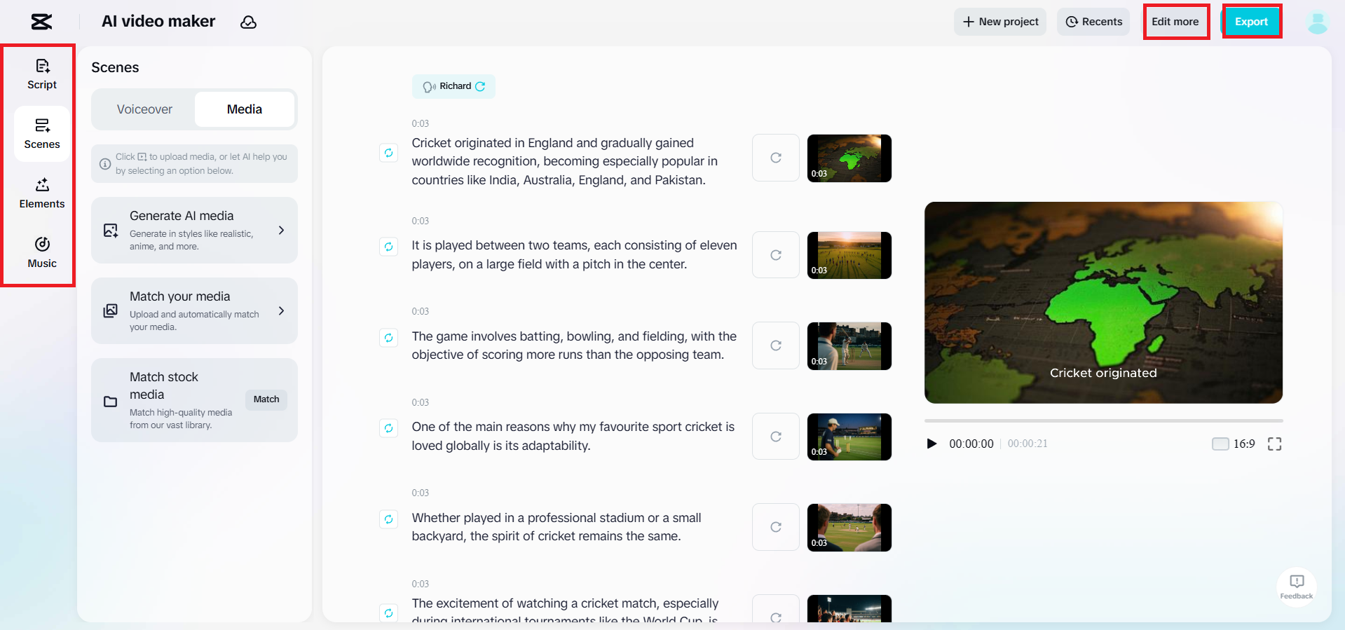 Automatically create your video