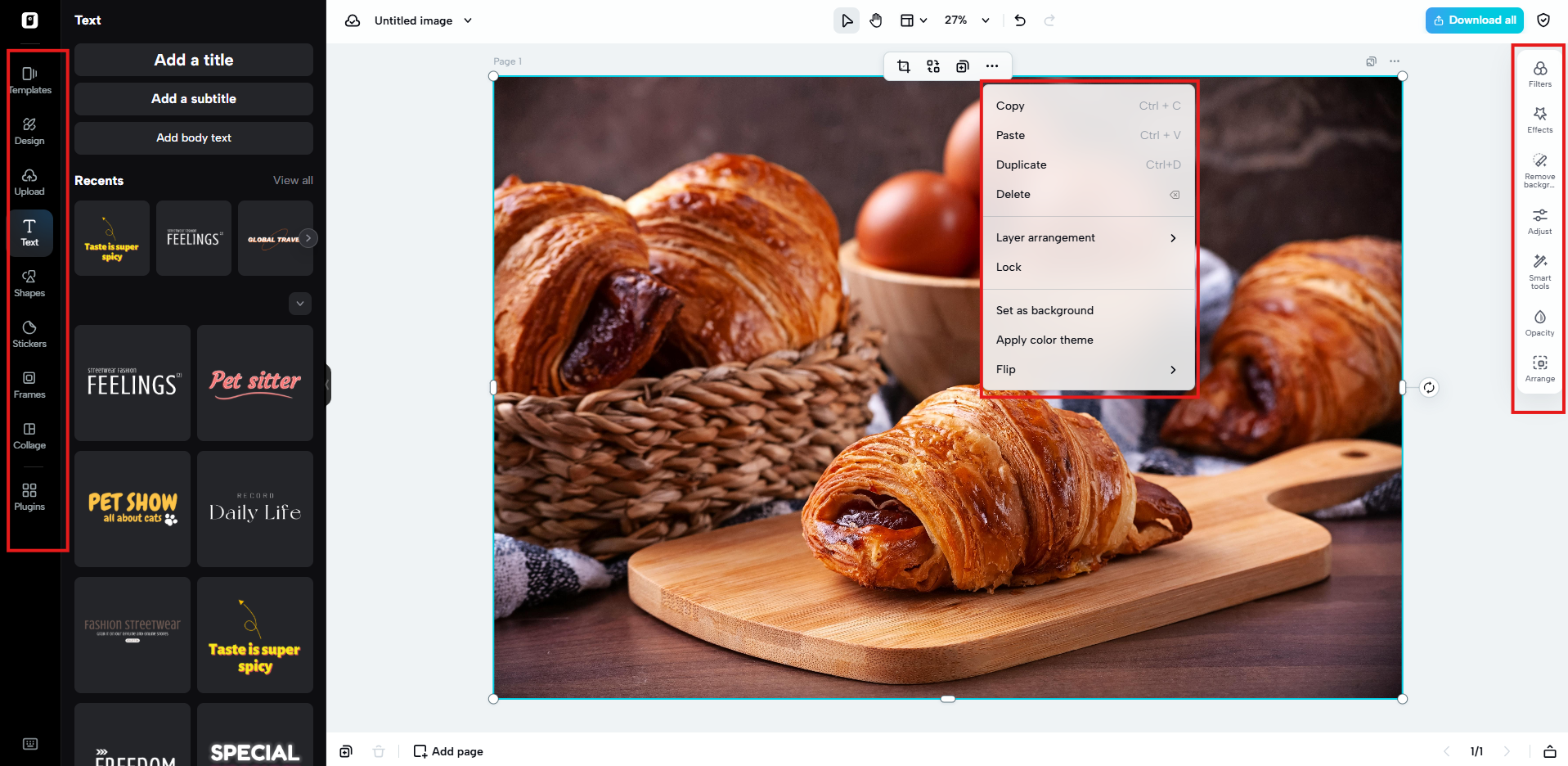 Interface de edição avançada