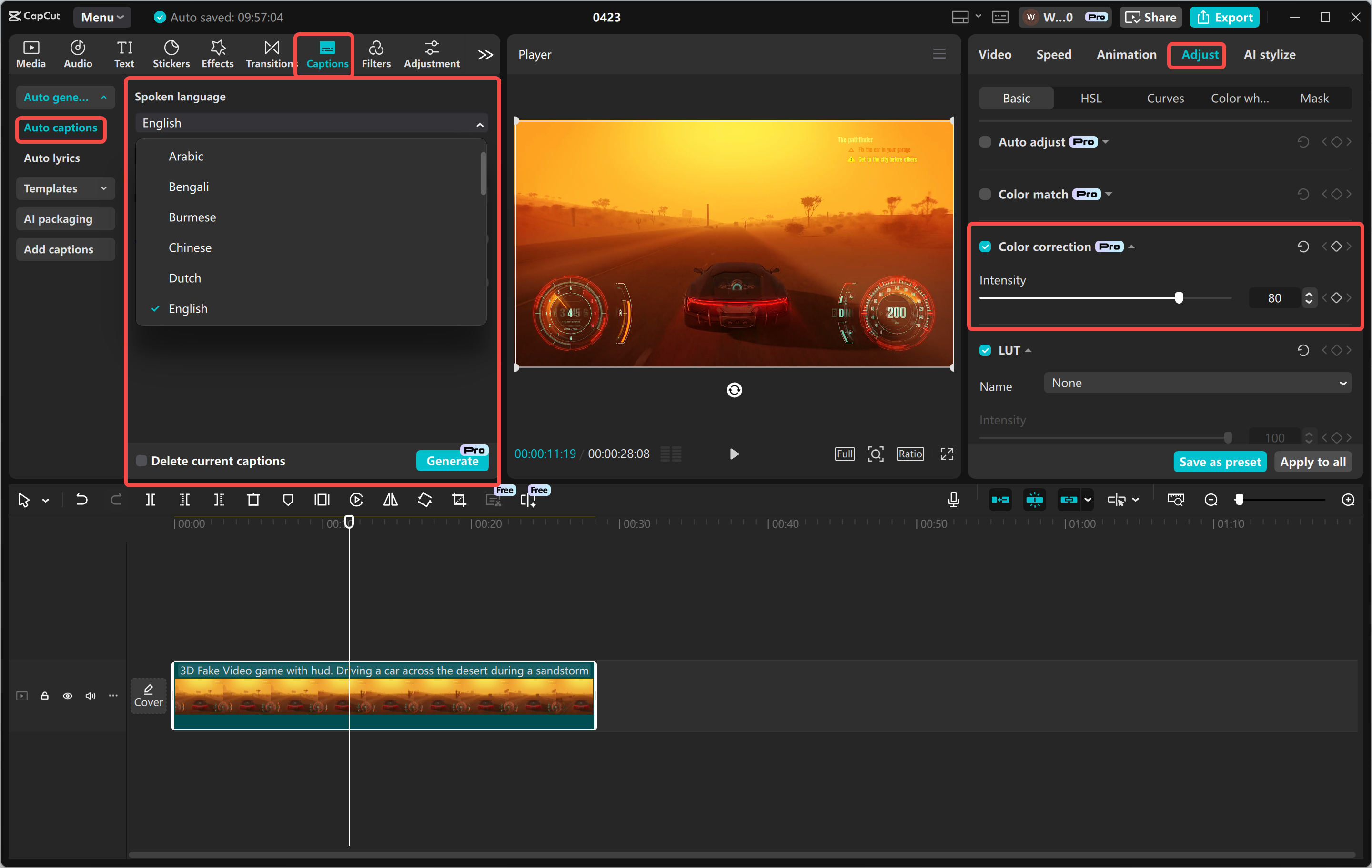Edit rakaman skrin dalam editor video desktop CapCut