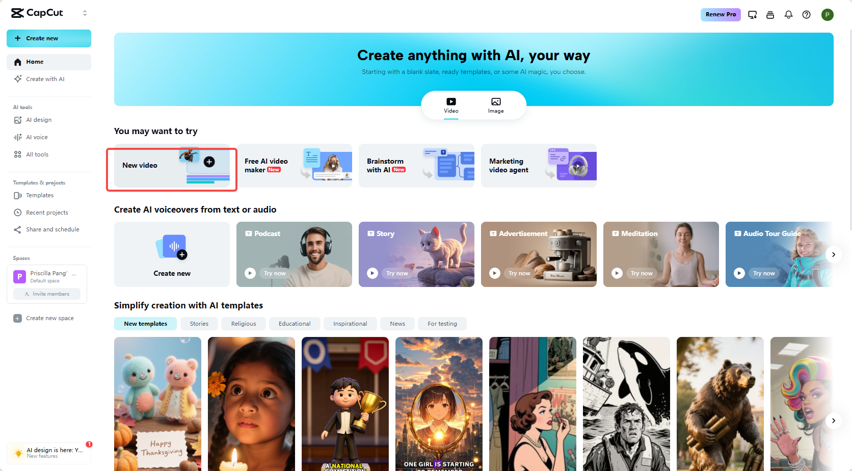 Open CapCut online desktop video editor