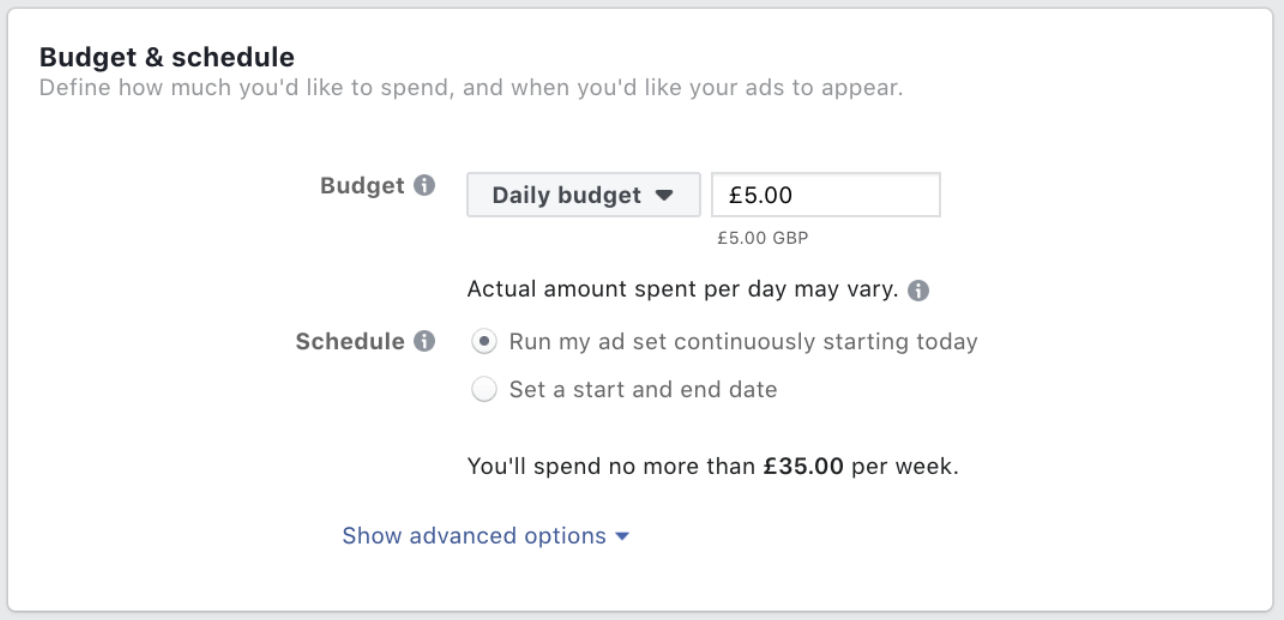 Set a budget for ads