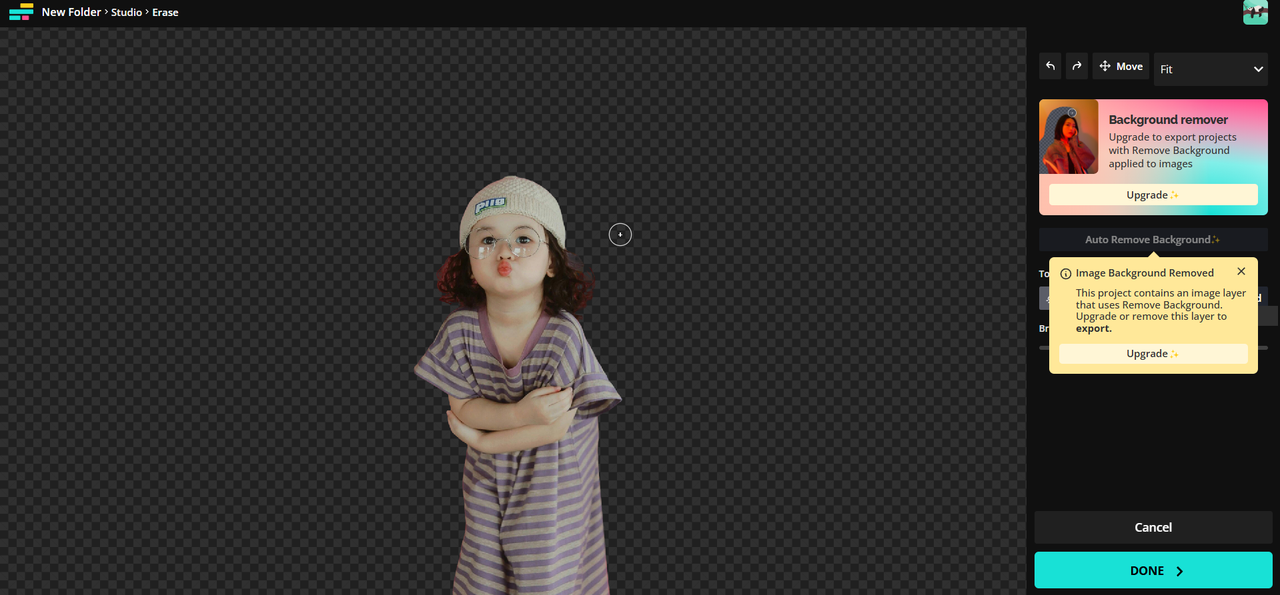 Using Kapwing background remover