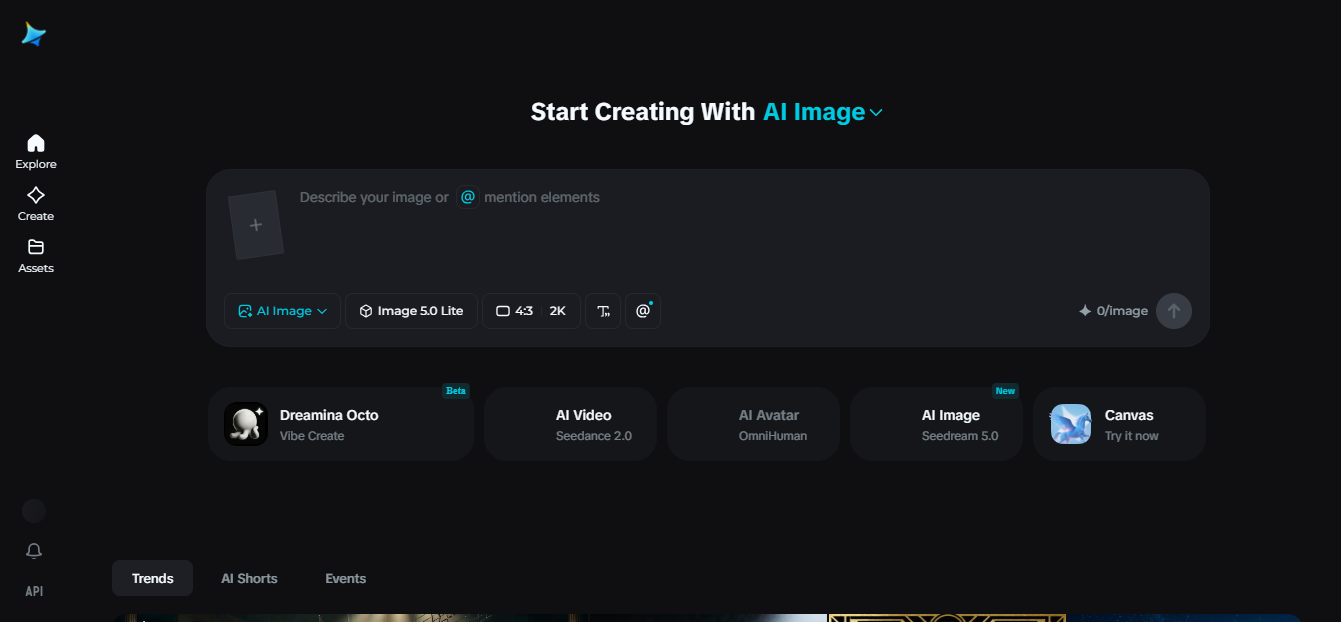 Dreamina interface