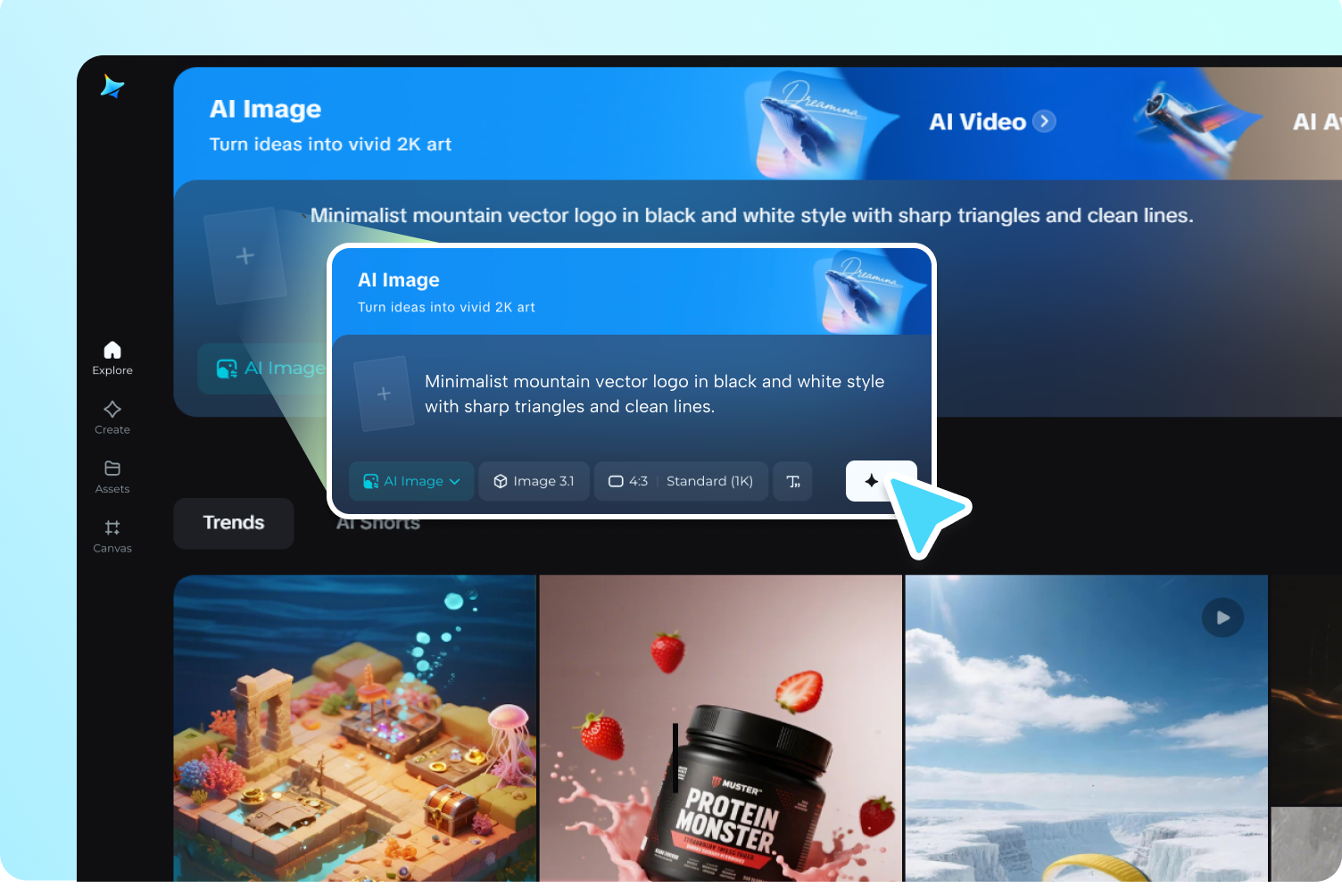 Schreiben Sie Ihre Eingabeaufforderung.