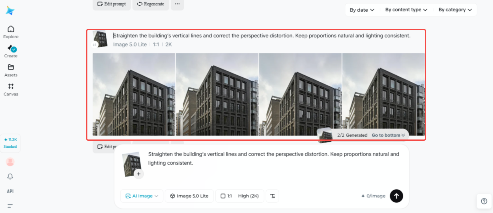 Editing and enhancing the generated photo in Dreamina