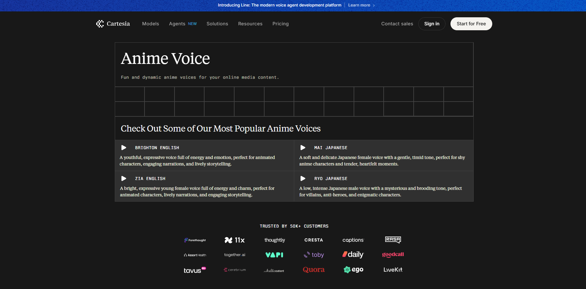 Interface ng Cartesia - isang user-friendly na anime girl voice changer