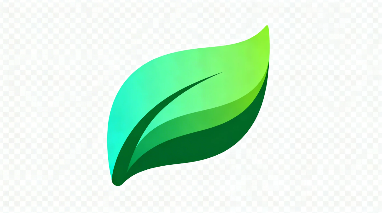 Modern gradient green leaf logo for an eco brand