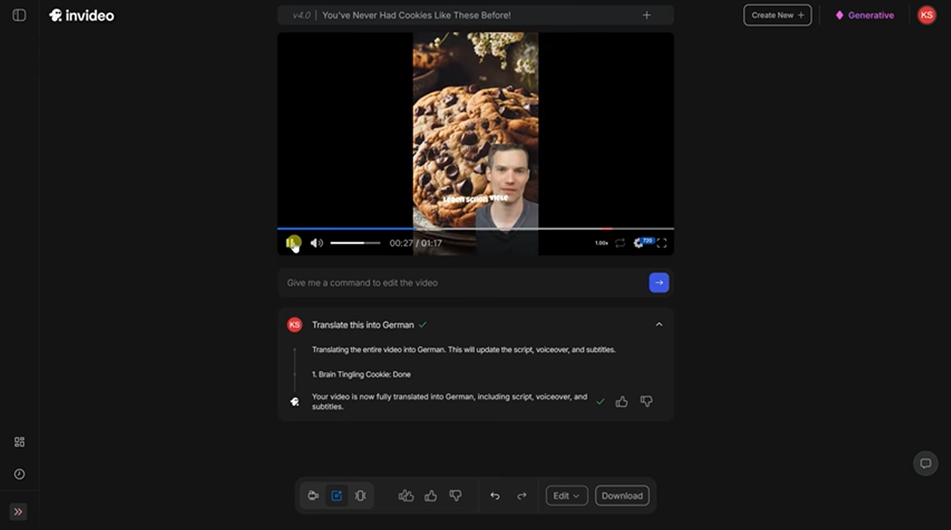 Invideo AI interface