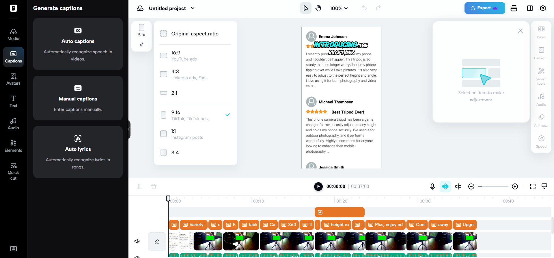 Ajuste a proporção em vários formatos