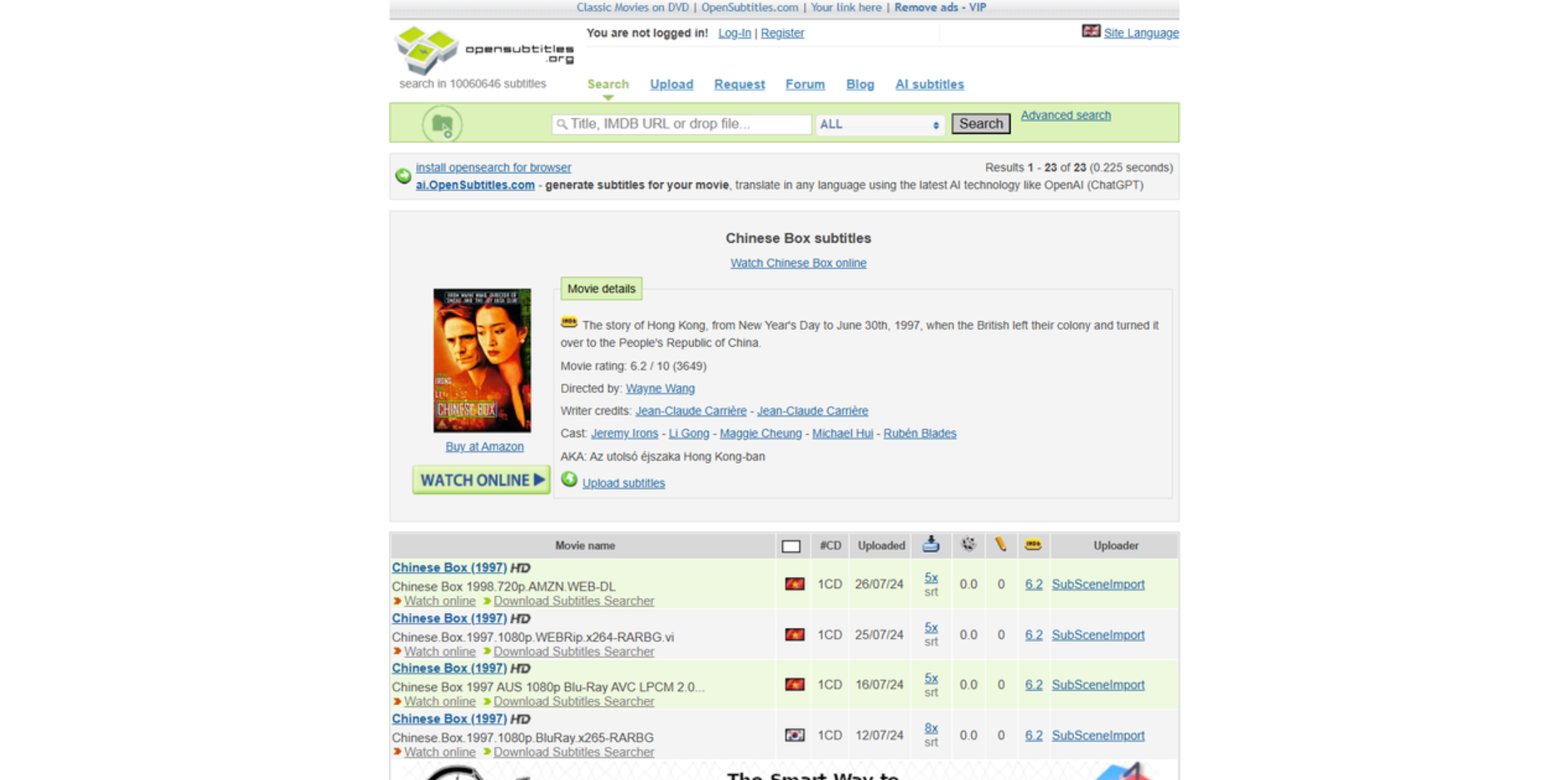 Open Subtitles for downloading English subtitles for Chinese dramas
