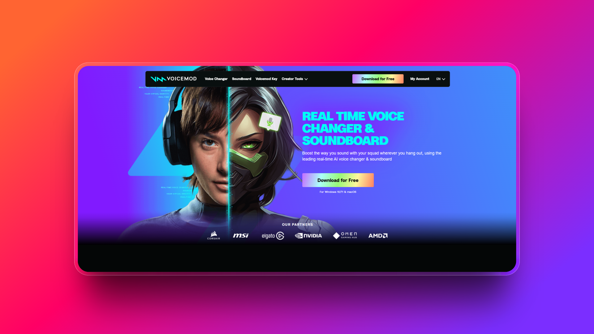 Смена голоса в реальном времени от Voicemod