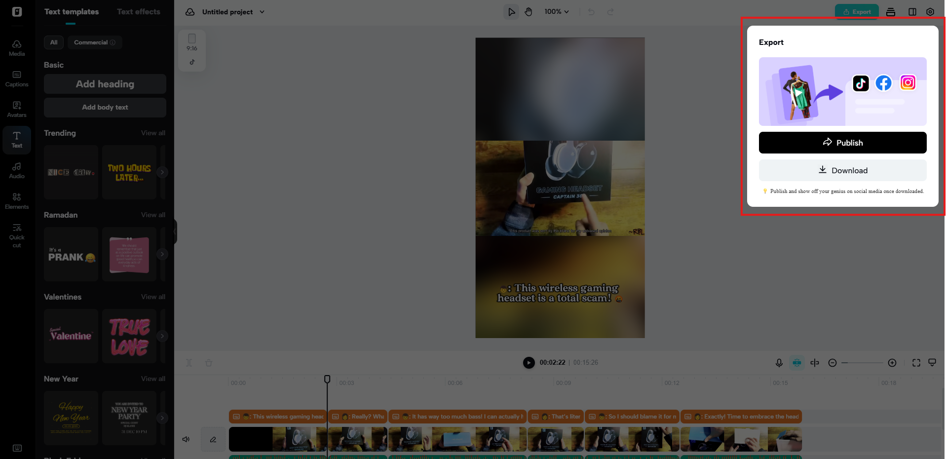 Publique ou baixe seu vídeo