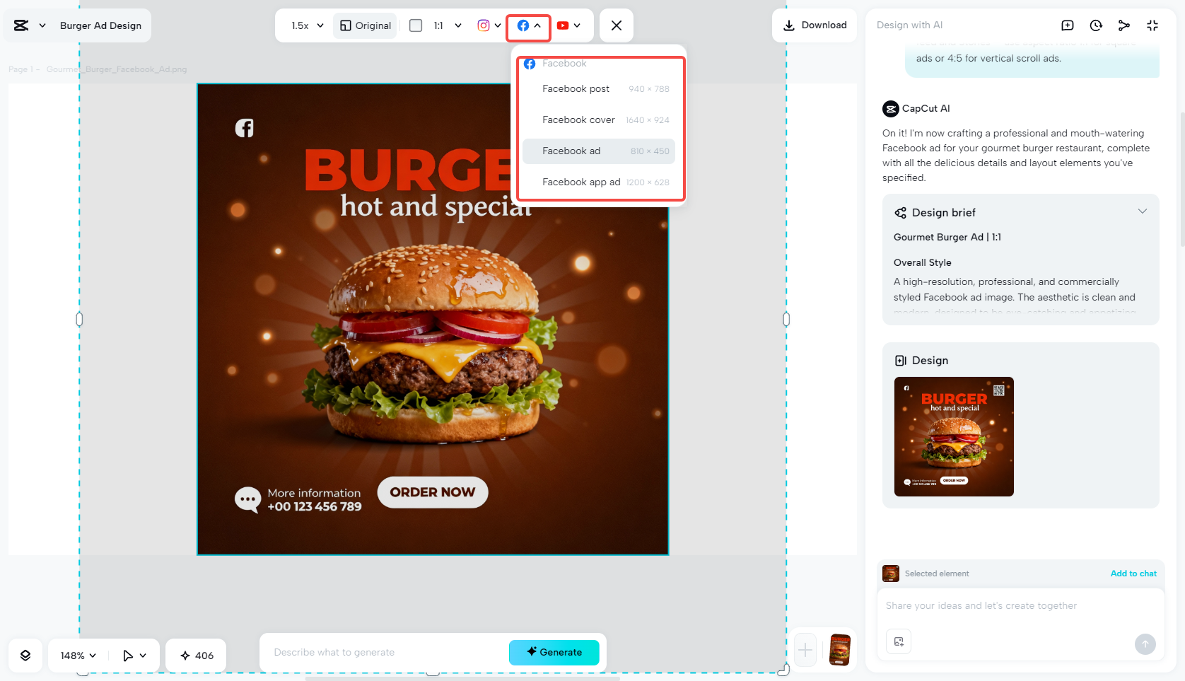 Using the expand tool in CapCut