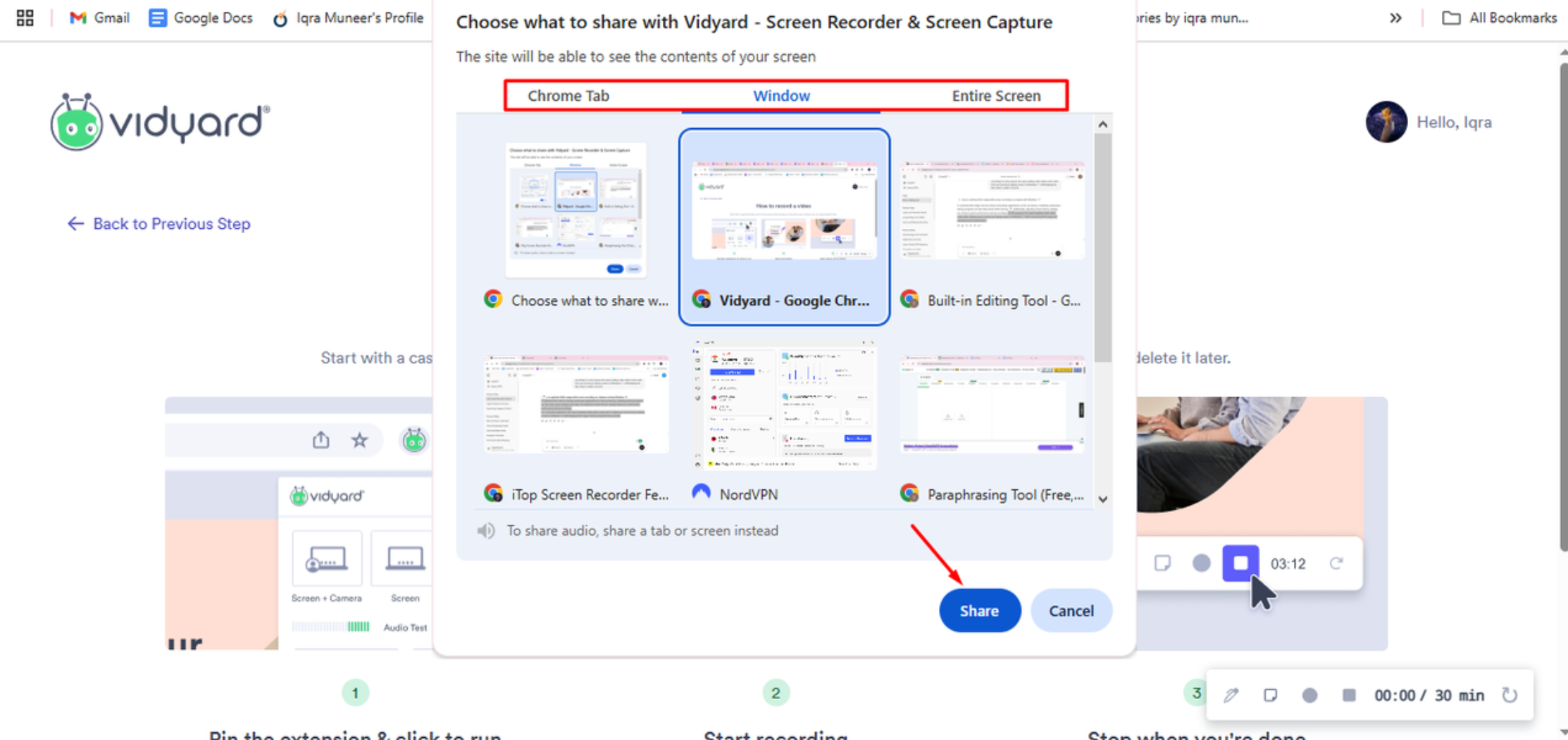 Start and stop recording