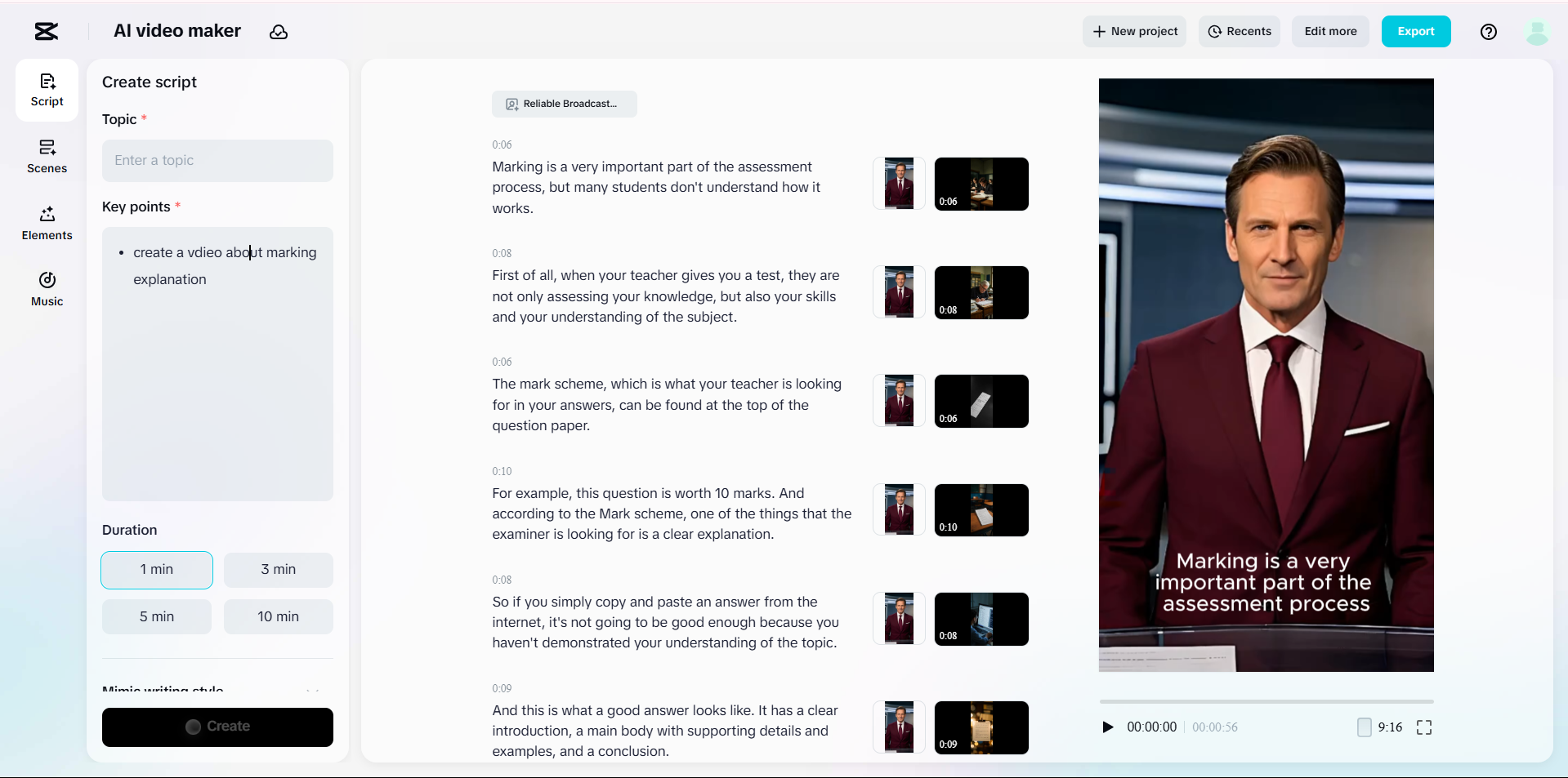 Interface of the CapCut Web - the best AI presenter generator for videos