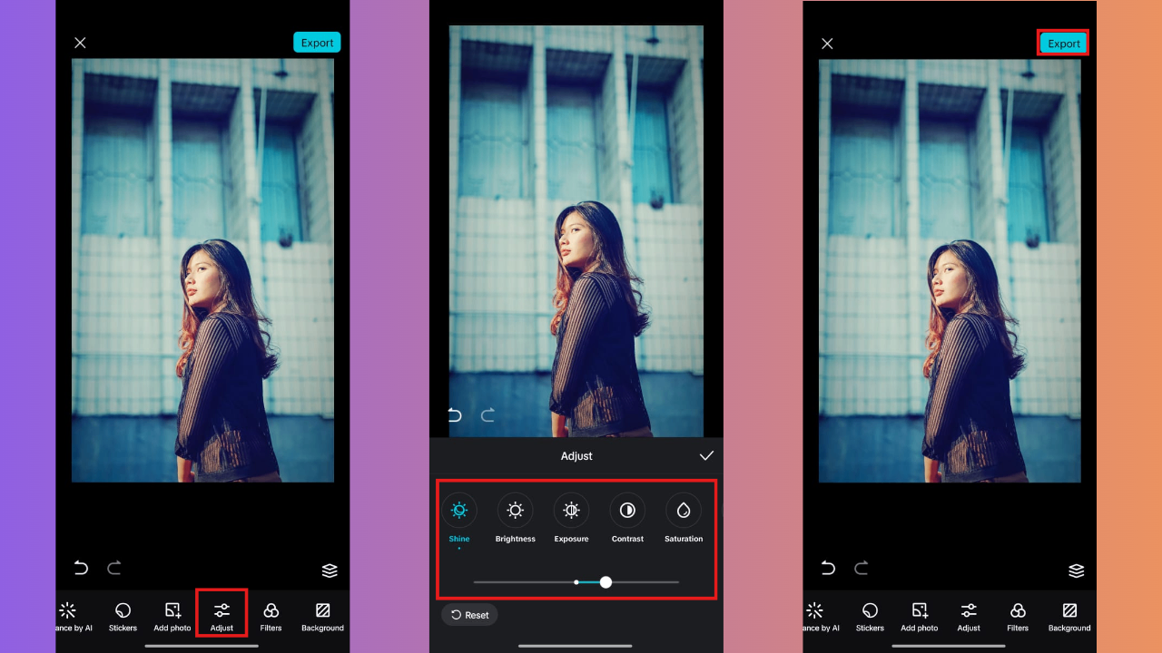 Adjust and export image