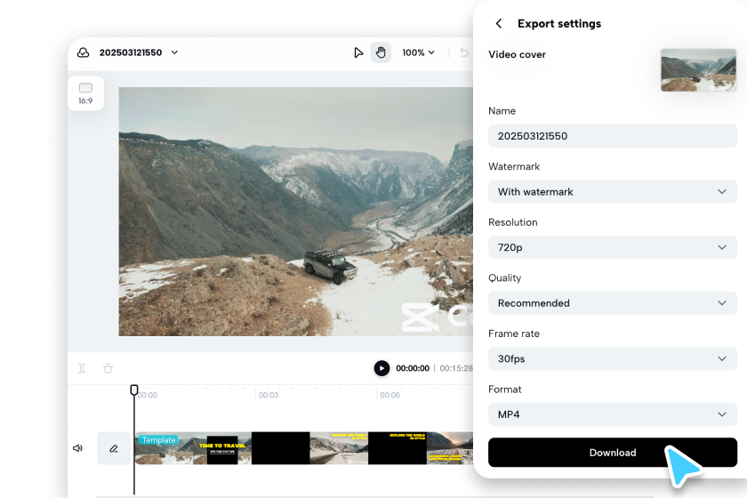 ייצא או שתף את הסרטון שלך